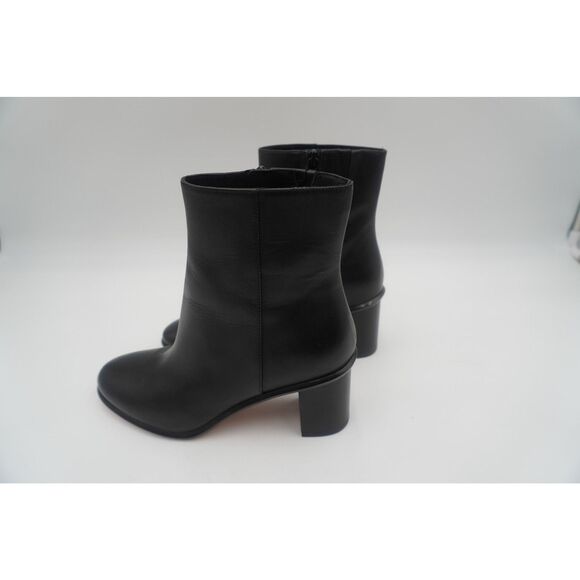 Tory Burch Brooke Stamped Heel Leather Ankle Block Booties Perfect Black Sz 8.5M - Picture 1 of 7